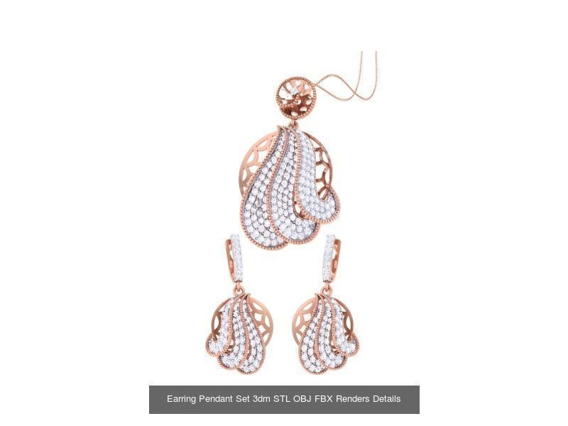 60 Earring Pendant Set 3dm STL OBJ FBX Render Details Collection _18