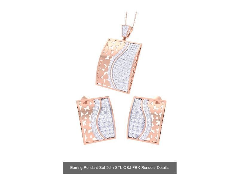 60 Earring Pendant Set 3dm STL OBJ FBX Render Details Collection _8