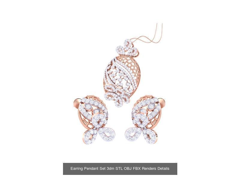 60 Earring Pendant Set 3dm STL OBJ FBX Render Details Collection _60
