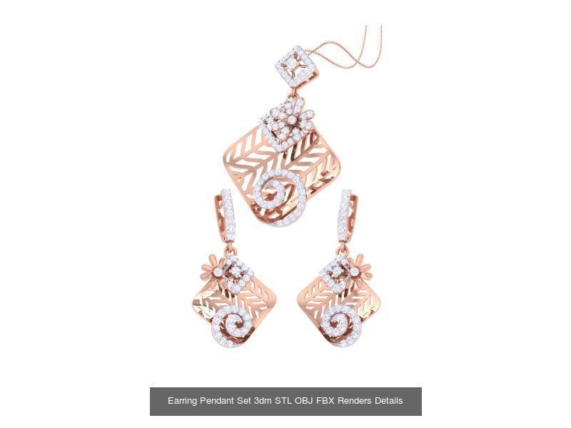 60 Earring Pendant Set 3dm STL OBJ FBX Render Details Collection _66