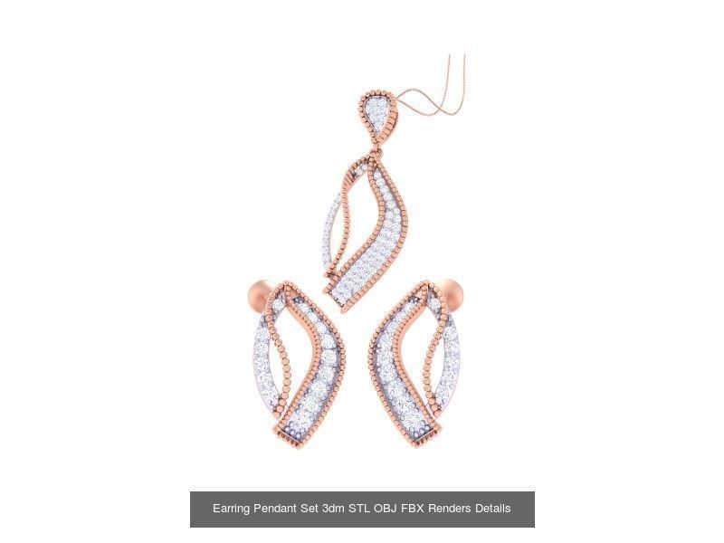60 Earring Pendant Set 3dm STL OBJ FBX Render Details Collection _43