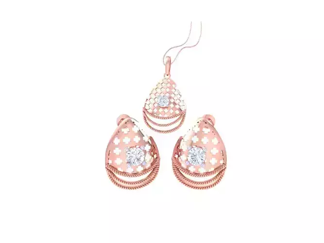 Solitaire Earring Pendant Set 3dm STL OBJ FBX Renders Details