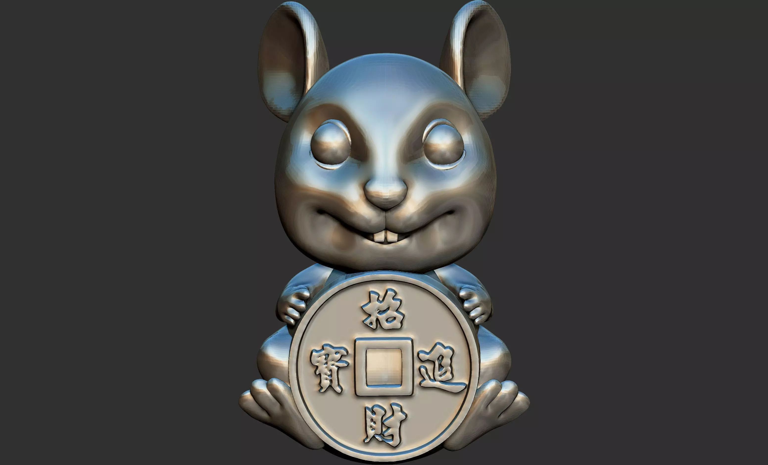 Mouse chinese rat holding coin Free 3D model