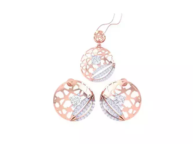 Solitaire Earring Pendant Set 3dm STL OBJ FBX Renders Details