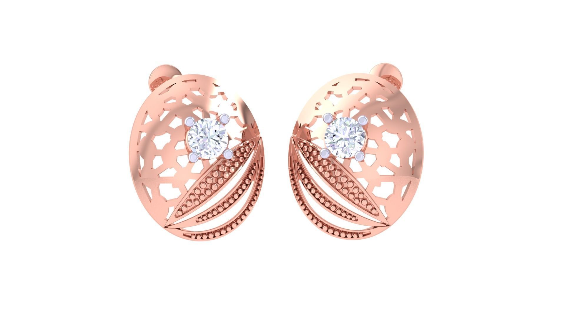 Solitaire Earring Pendant Set 3dm STL OBJ FBX Renders Details 3D print model_4