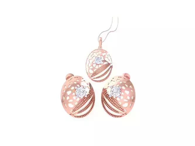 Solitaire Earring Pendant Set 3dm STL OBJ FBX Renders Details