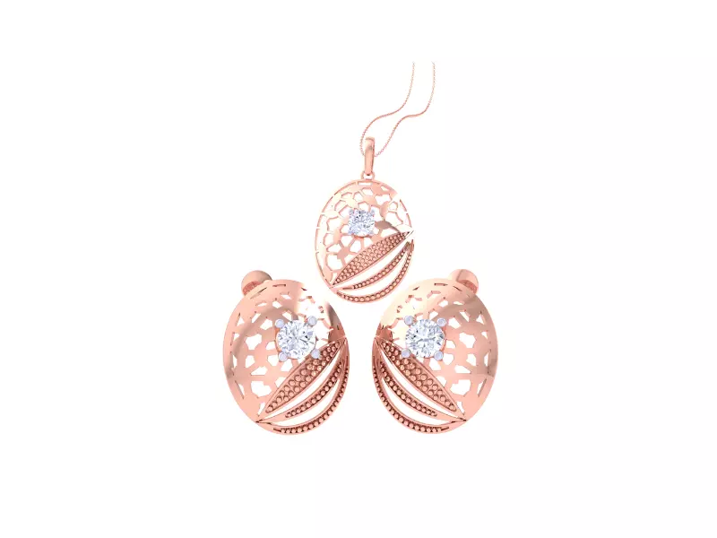 Solitaire Earring Pendant Set 3dm STL OBJ FBX Renders Details 3D print model_0