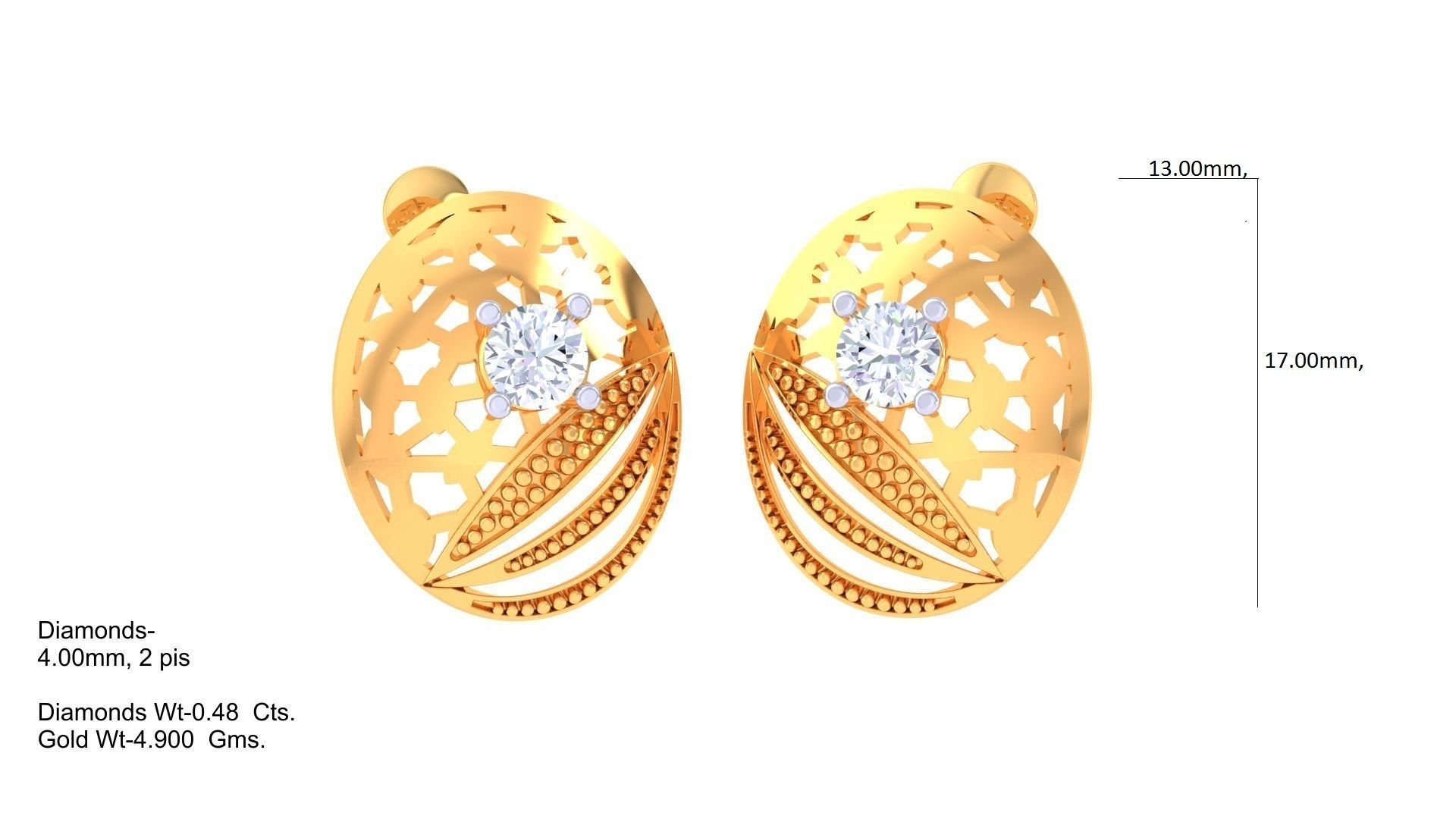 Solitaire Earring Pendant Set 3dm STL OBJ FBX Renders Details 3D print model_2