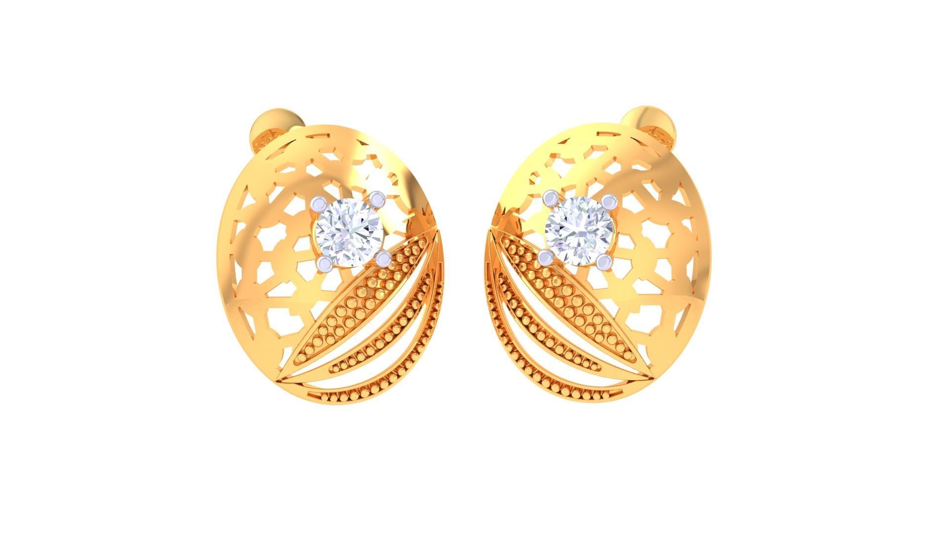 Solitaire Earring Pendant Set 3dm STL OBJ FBX Renders Details 3D print model_5