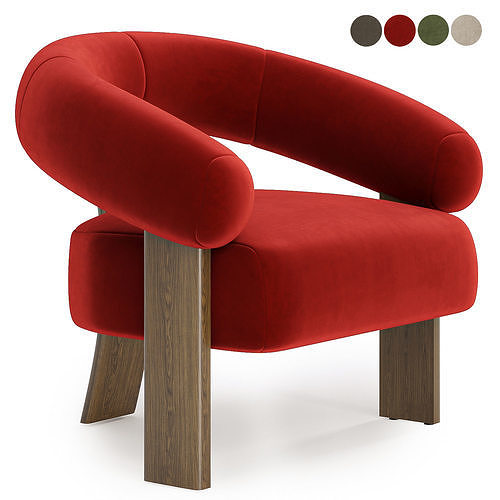 Romana Armchair 3D model 4