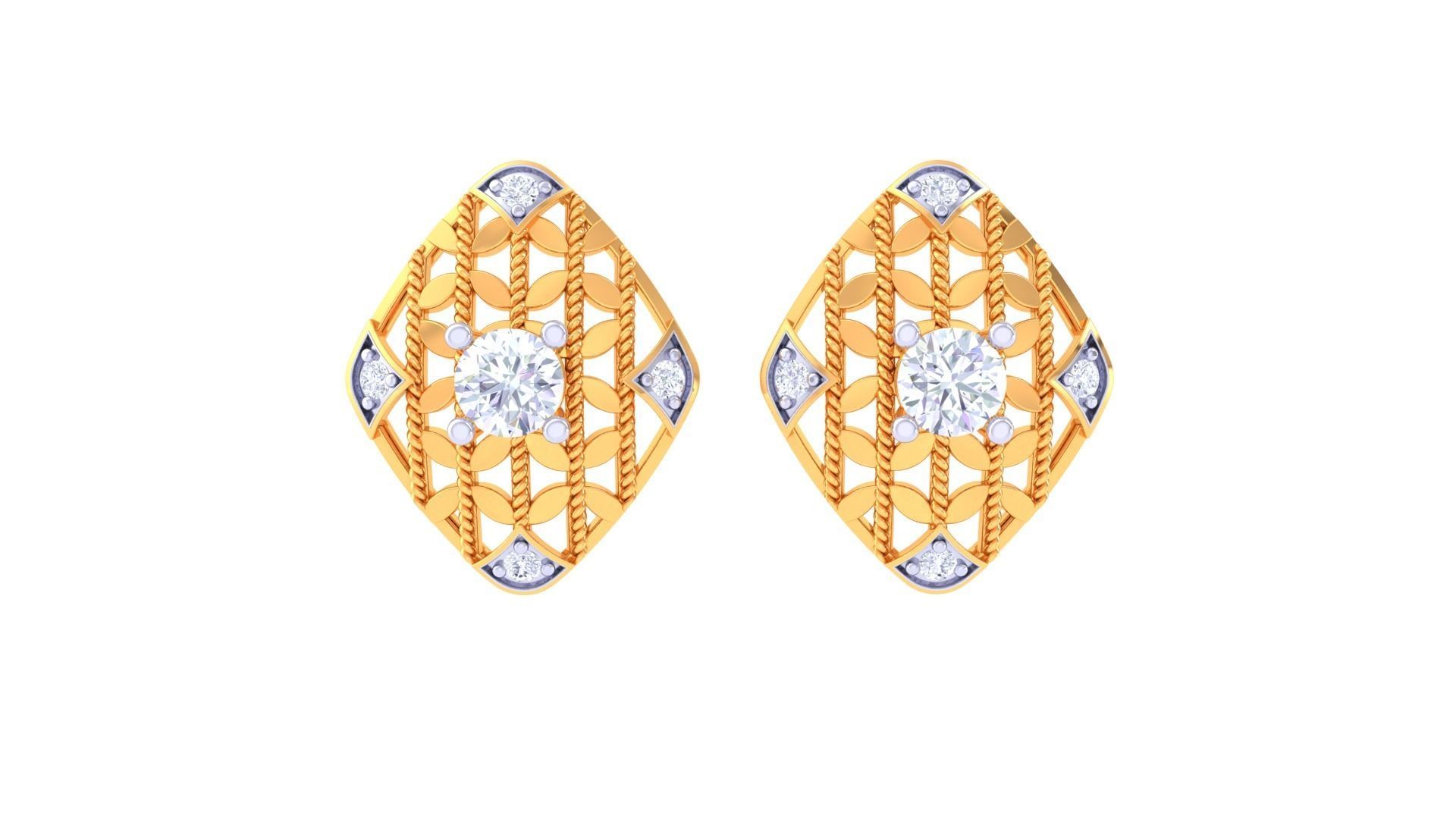 Solitaire Earring Pendant Set 3dm STL OBJ FBX Renders Details 3D print model_4