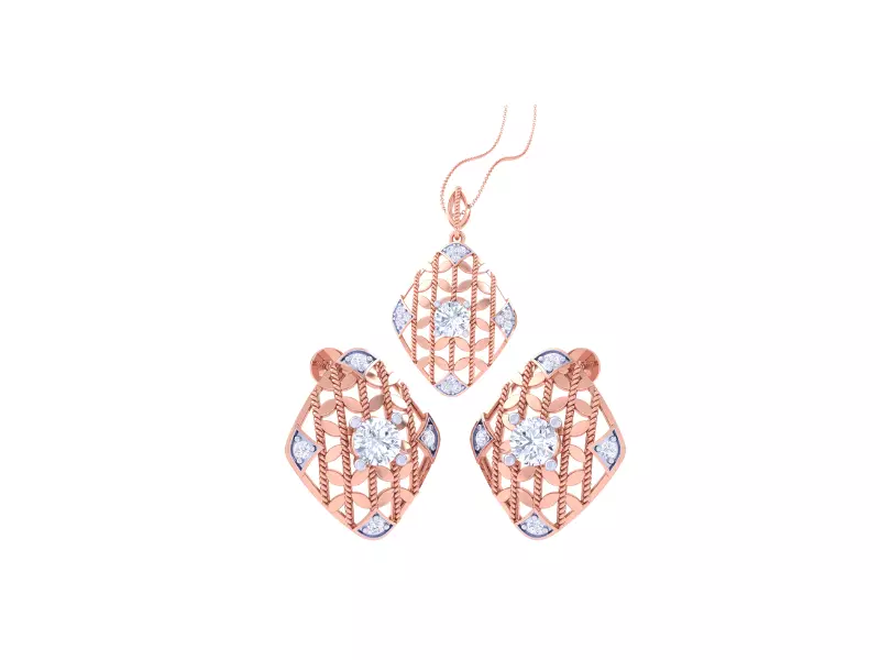 Solitaire Earring Pendant Set 3dm STL OBJ FBX Renders Details 3D print model_0