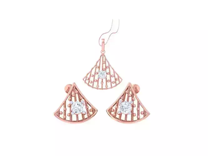 Solitaire Earring Pendant Set 3dm STL OBJ FBX Renders Details