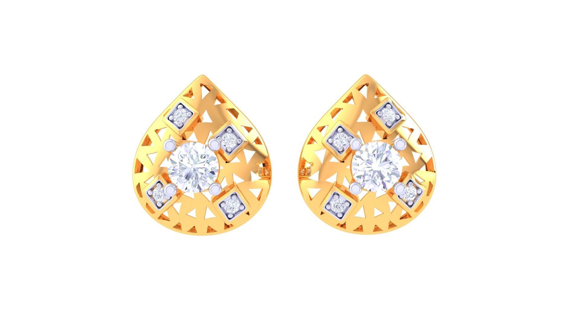 Solitaire Earring Pendant Set 3dm STL OBJ FBX Renders Details 3D print model_2