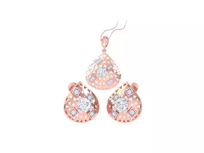 Solitaire Earring Pendant Set 3dm STL OBJ FBX Renders Details