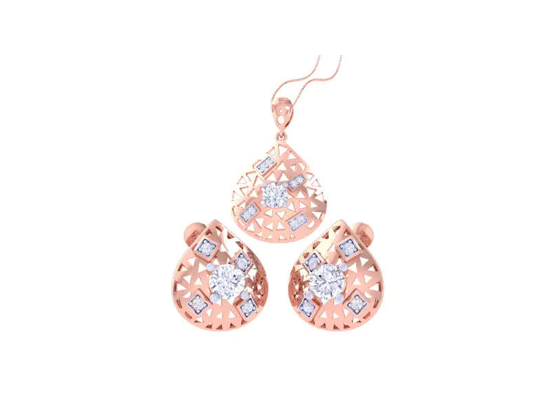 Solitaire Earring Pendant Set 3dm STL OBJ FBX Renders Details 3D print model_0