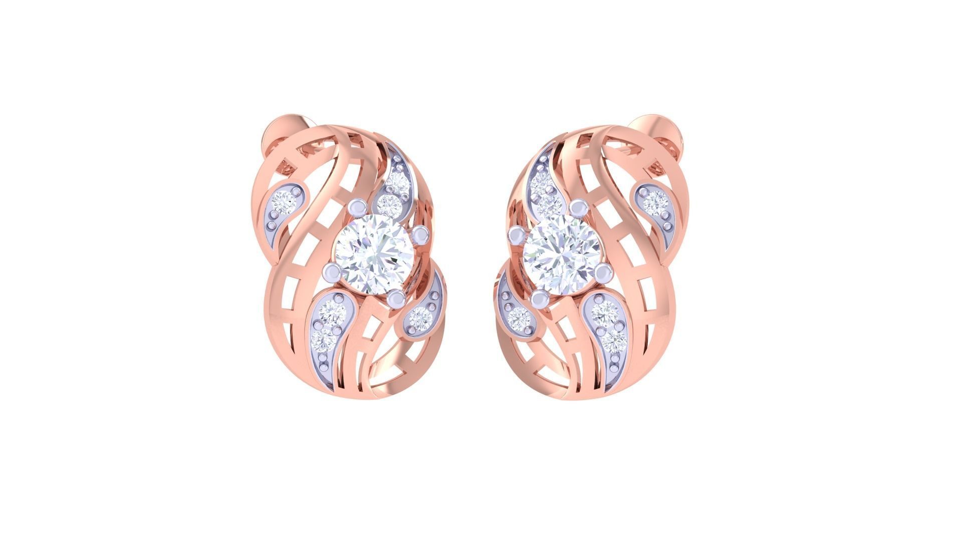 Solitaire Earring Pendant Set 3dm STL OBJ FBX Renders Details 3D print model_5