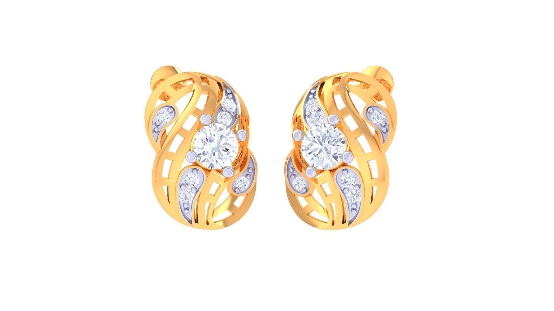 Solitaire Earring Pendant Set 3dm STL OBJ FBX Renders Details 3D print model_3