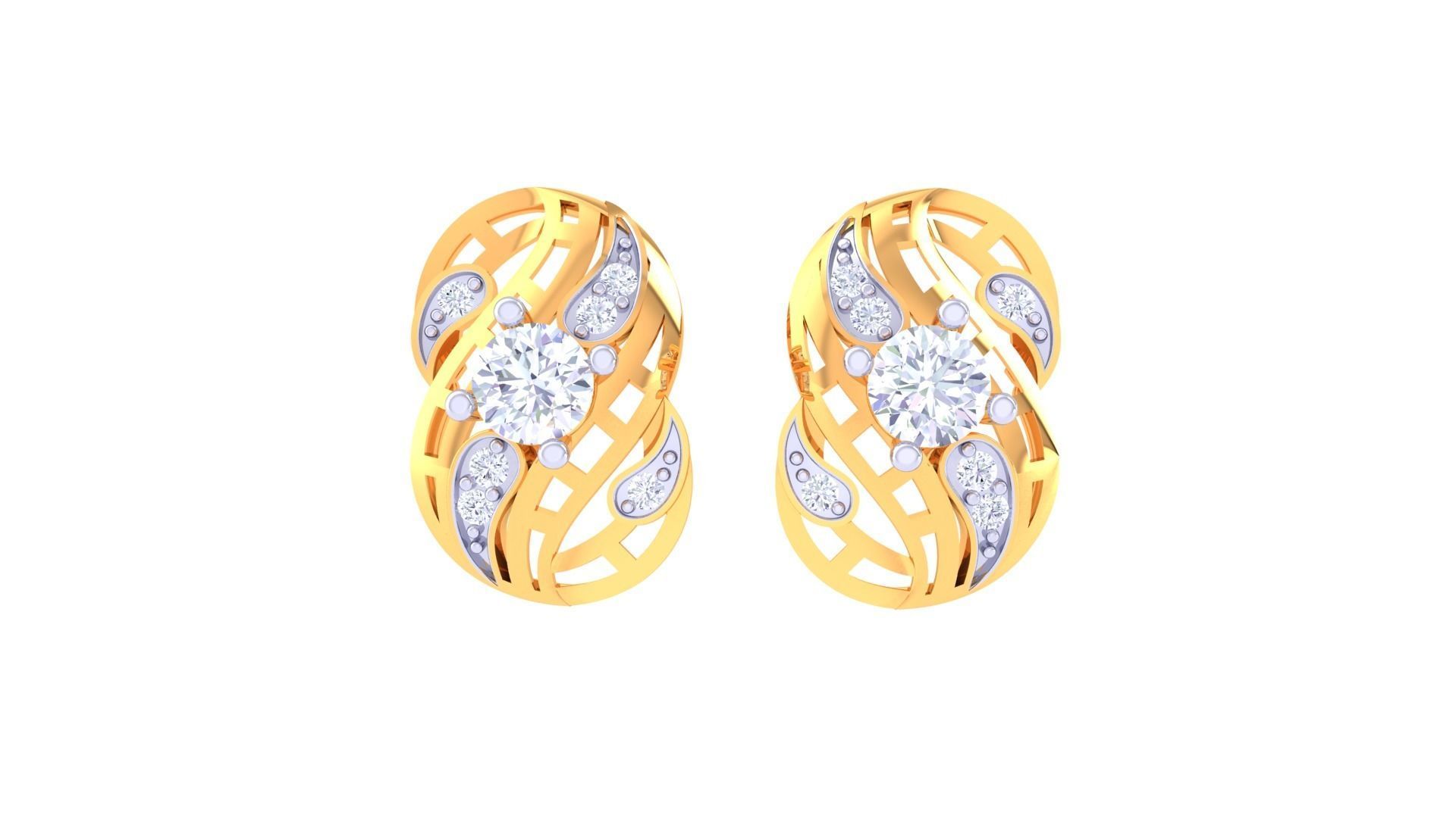 Solitaire Earring Pendant Set 3dm STL OBJ FBX Renders Details 3D print model_4