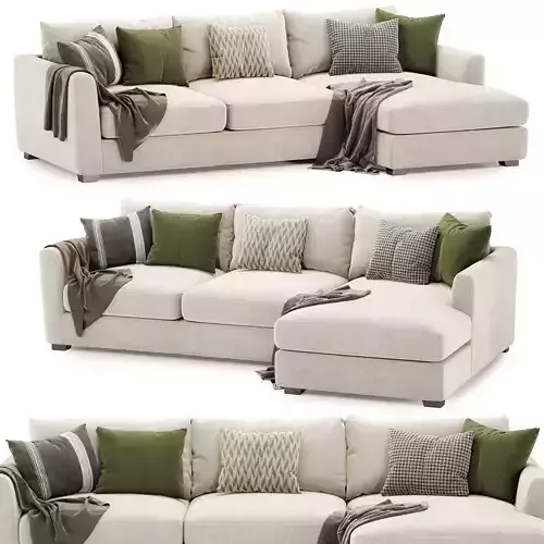 Metz 3 Seater L Shaped Sectional Corner Chaise Sofa