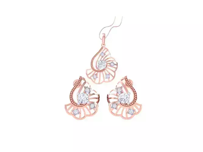 Solitaire Earring Pendant Set 3dm STL OBJ FBX Renders Details