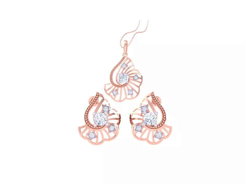 Solitaire Earring Pendant Set 3dm STL OBJ FBX Renders Details 3D print model_0