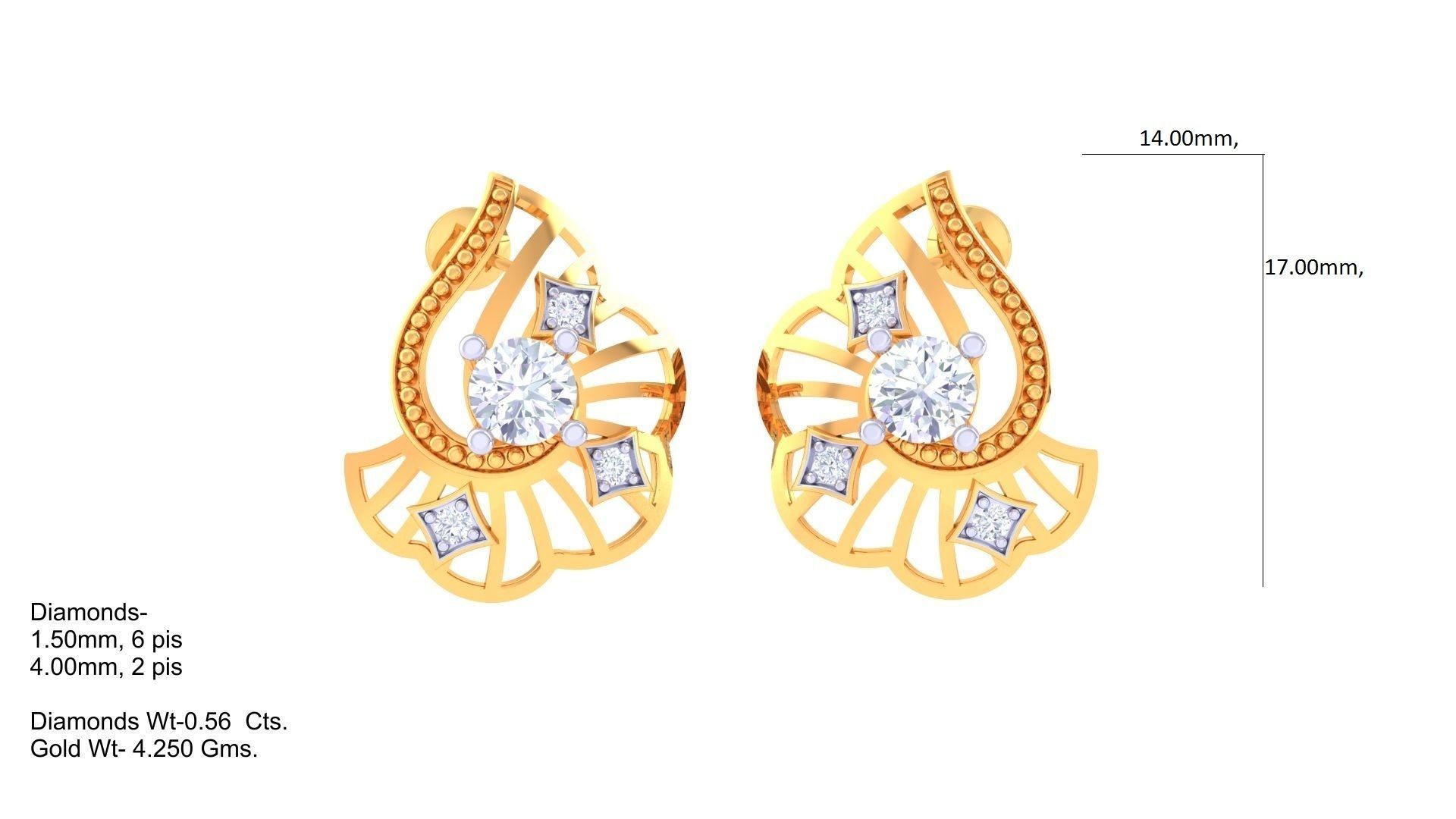 Solitaire Earring Pendant Set 3dm STL OBJ FBX Renders Details 3D print model_2