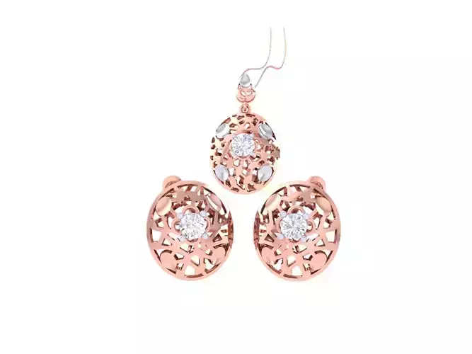 Solitaire Earring Pendant Set 3dm STL OBJ FBX Renders Details