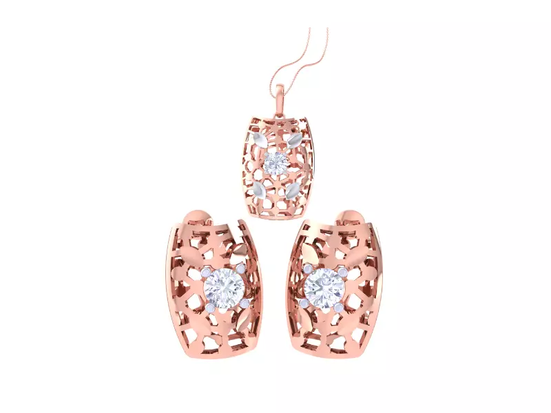 Solitaire Earring Pendant Set 3dm STL OBJ FBX Renders Details 3D print model_0