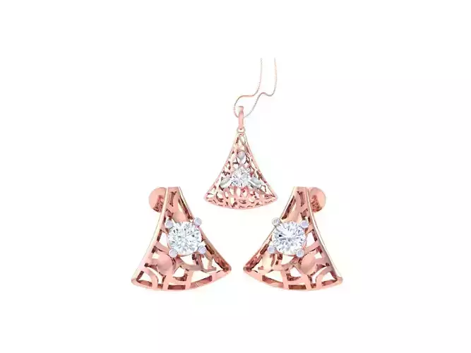 Solitaire Earring Pendant Set 3dm STL OBJ FBX Renders Details 3D print model