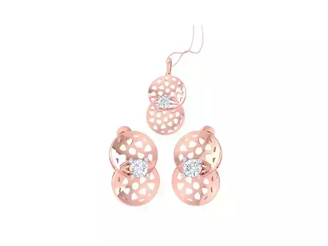 Solitaire Earring Pendant Set 3dm STL OBJ FBX Renders Details 3D print model