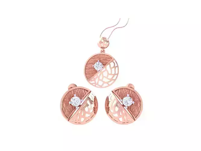 Solitaire Earring Pendant Set 3dm STL OBJ FBX Renders Details 3D print model