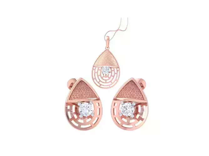 Solitaire Earring Pendant Set 3dm STL OBJ FBX Renders Details