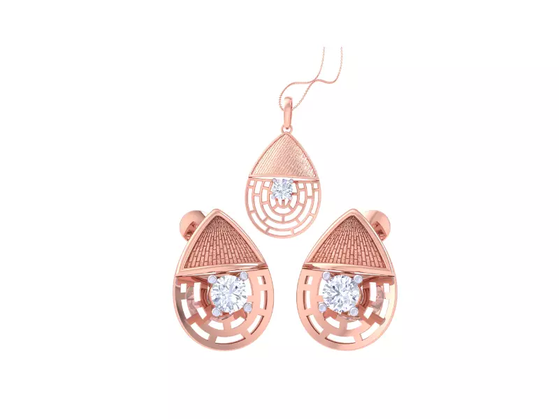 Solitaire Earring Pendant Set 3dm STL OBJ FBX Renders Details 3D print model_0