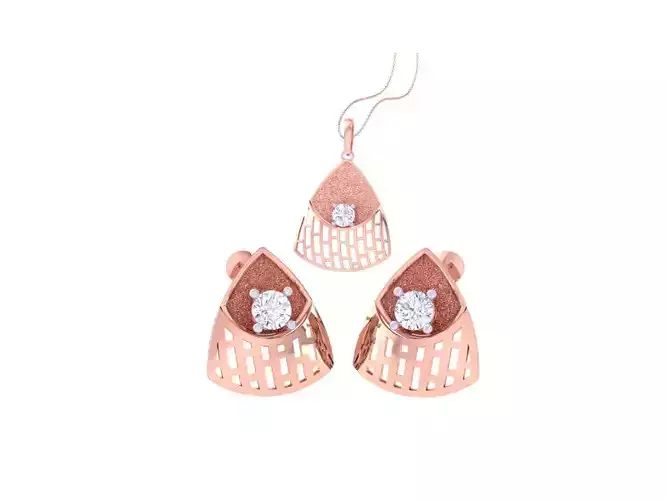 Solitaire Earring Pendant Set 3dm STL OBJ FBX Renders Details