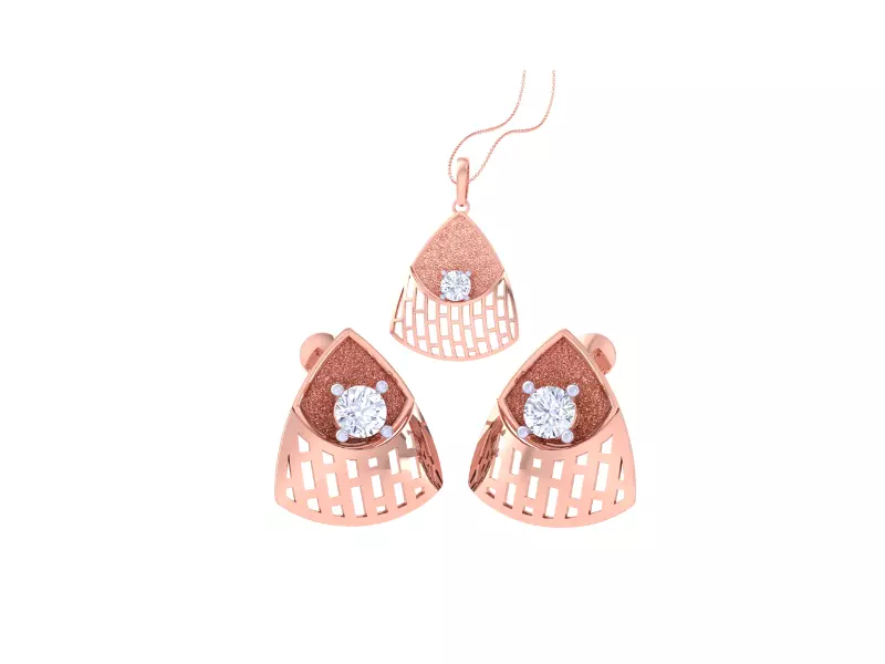 Solitaire Earring Pendant Set 3dm STL OBJ FBX Renders Details 3D print model_0