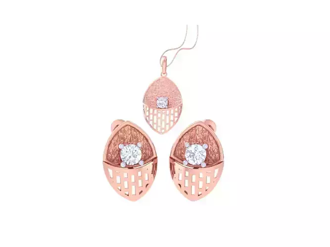 Solitaire Earring Pendant Set 3dm STL OBJ FBX Renders Details