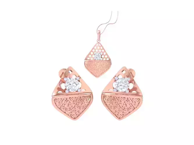 Solitaire Earring Pendant Set 3dm STL OBJ FBX Renders Details