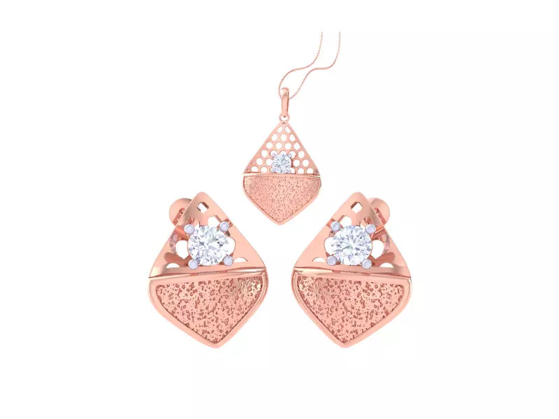 Solitaire Earring Pendant Set 3dm STL OBJ FBX Renders Details 3D print model_0