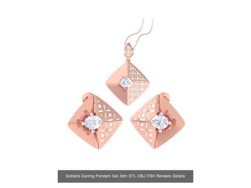 30 Solitaire Earring Pendant Set 3dm STL OBJ Details Collection _23