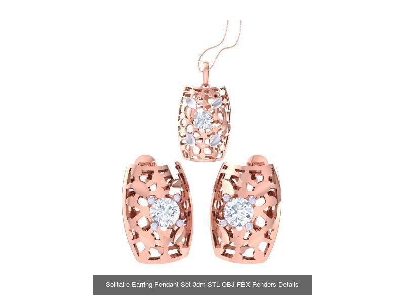 30 Solitaire Earring Pendant Set 3dm STL OBJ Details Collection _18