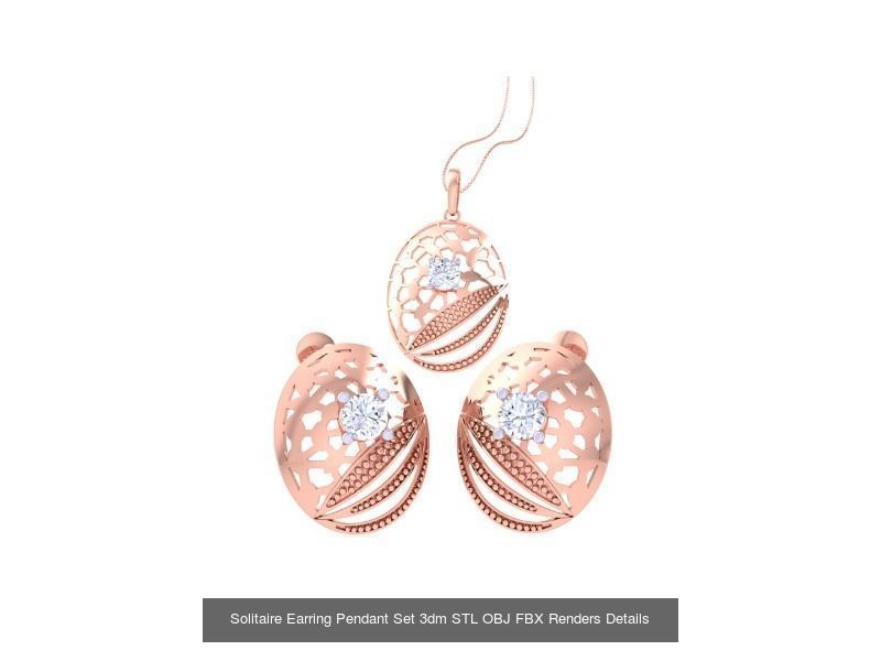 30 Solitaire Earring Pendant Set 3dm STL OBJ Details Collection _6