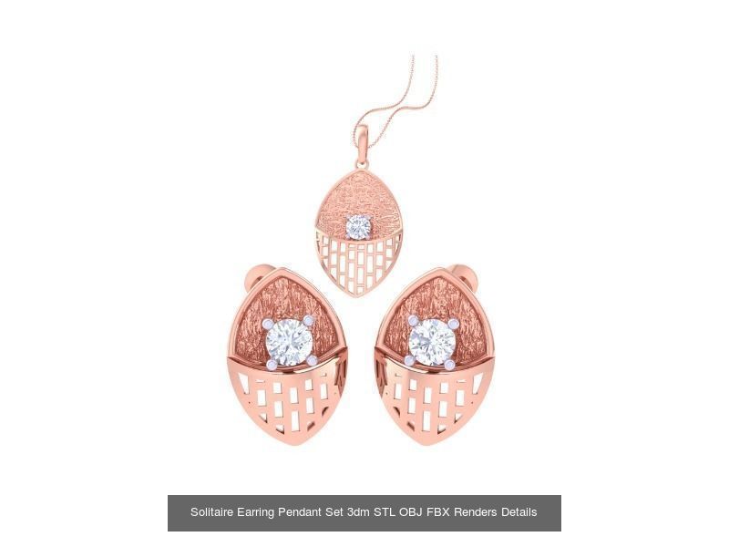 30 Solitaire Earring Pendant Set 3dm STL OBJ Details Collection _31