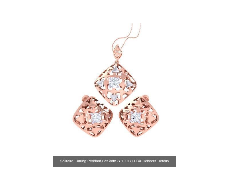 30 Solitaire Earring Pendant Set 3dm STL OBJ Details Collection _16