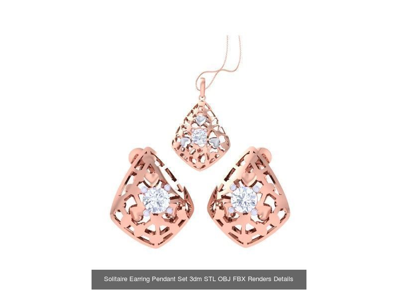 30 Solitaire Earring Pendant Set 3dm STL OBJ Details Collection _22