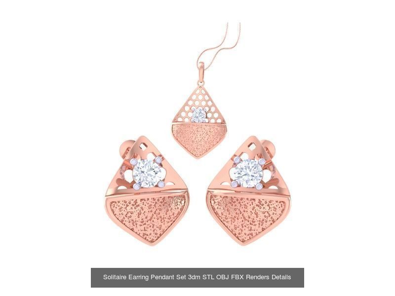 30 Solitaire Earring Pendant Set 3dm STL OBJ Details Collection _32