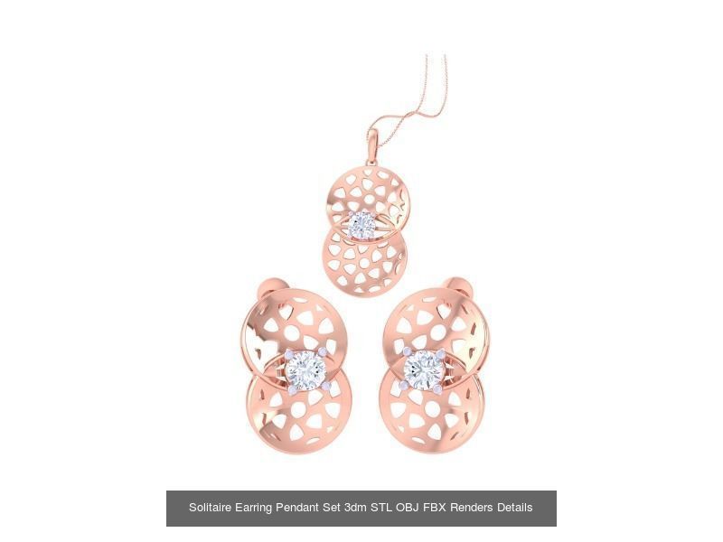 30 Solitaire Earring Pendant Set 3dm STL OBJ Details Collection _21