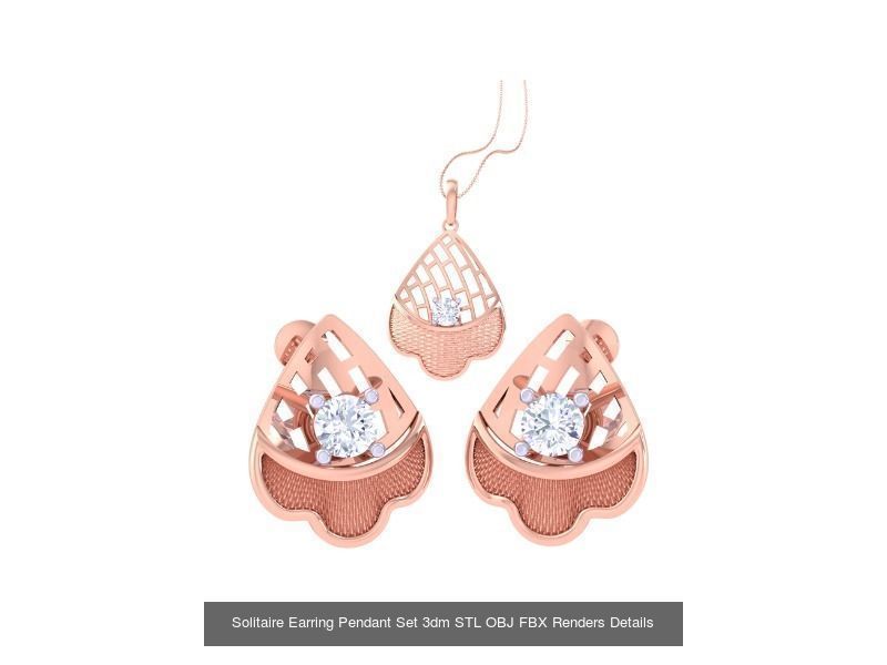 30 Solitaire Earring Pendant Set 3dm STL OBJ Details Collection _30