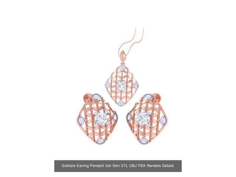 30 Solitaire Earring Pendant Set 3dm STL OBJ Details Collection _8