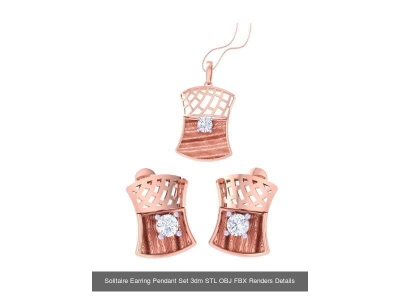 30 Solitaire Earring Pendant Set 3dm STL OBJ Details Collection _27